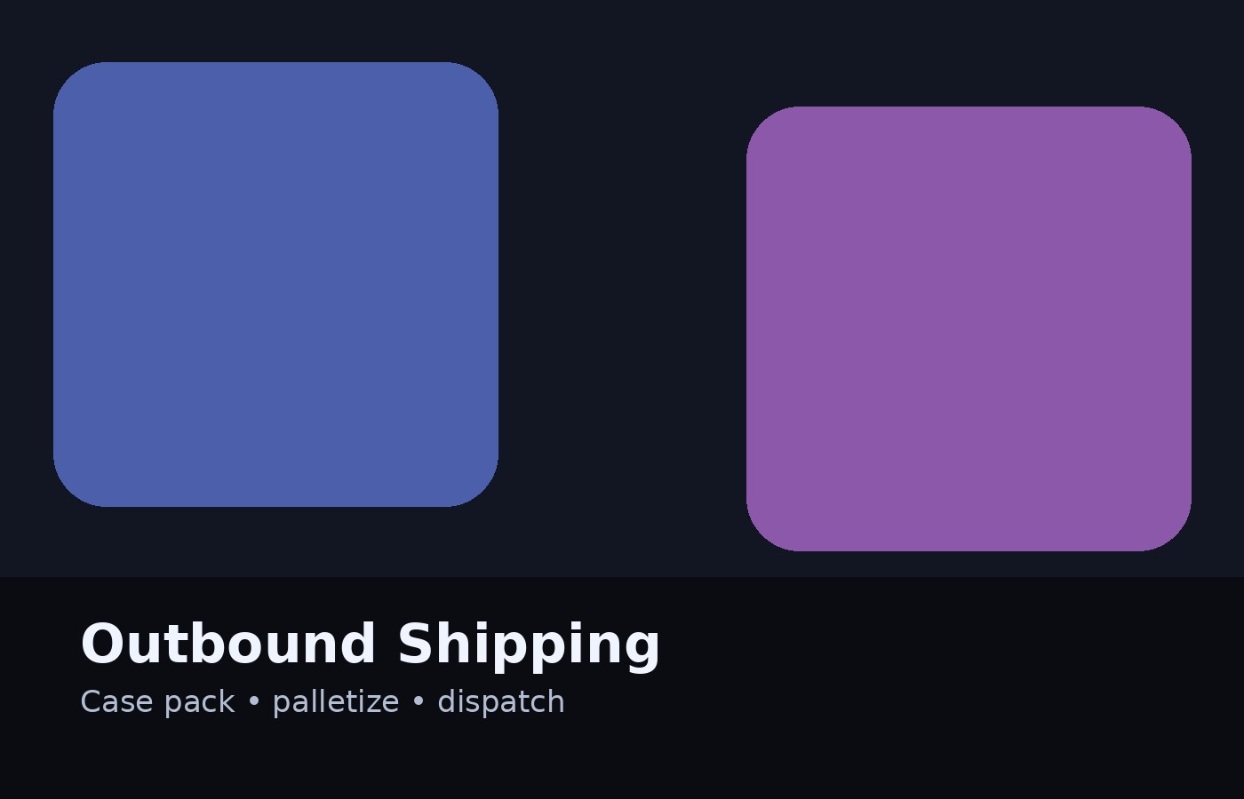 Outbound — case packing, palletizing, and shipping to buyers